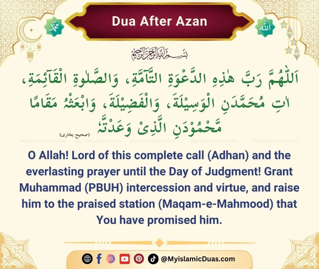 Dua after azan english translation