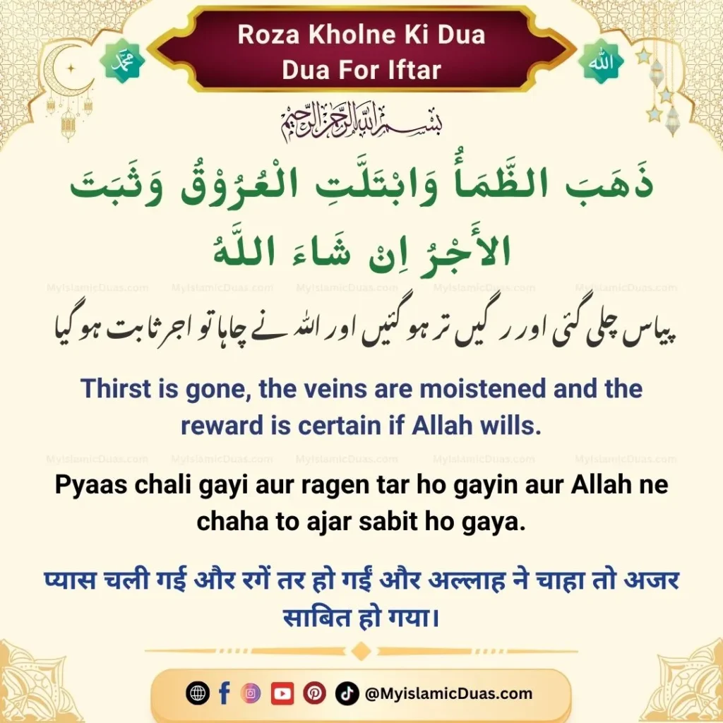 Roza Iftar ki dua