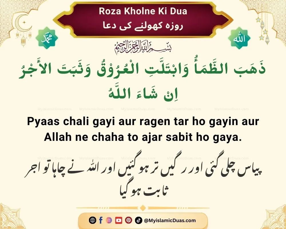 Roza kholne ki dua - Roman Urdu