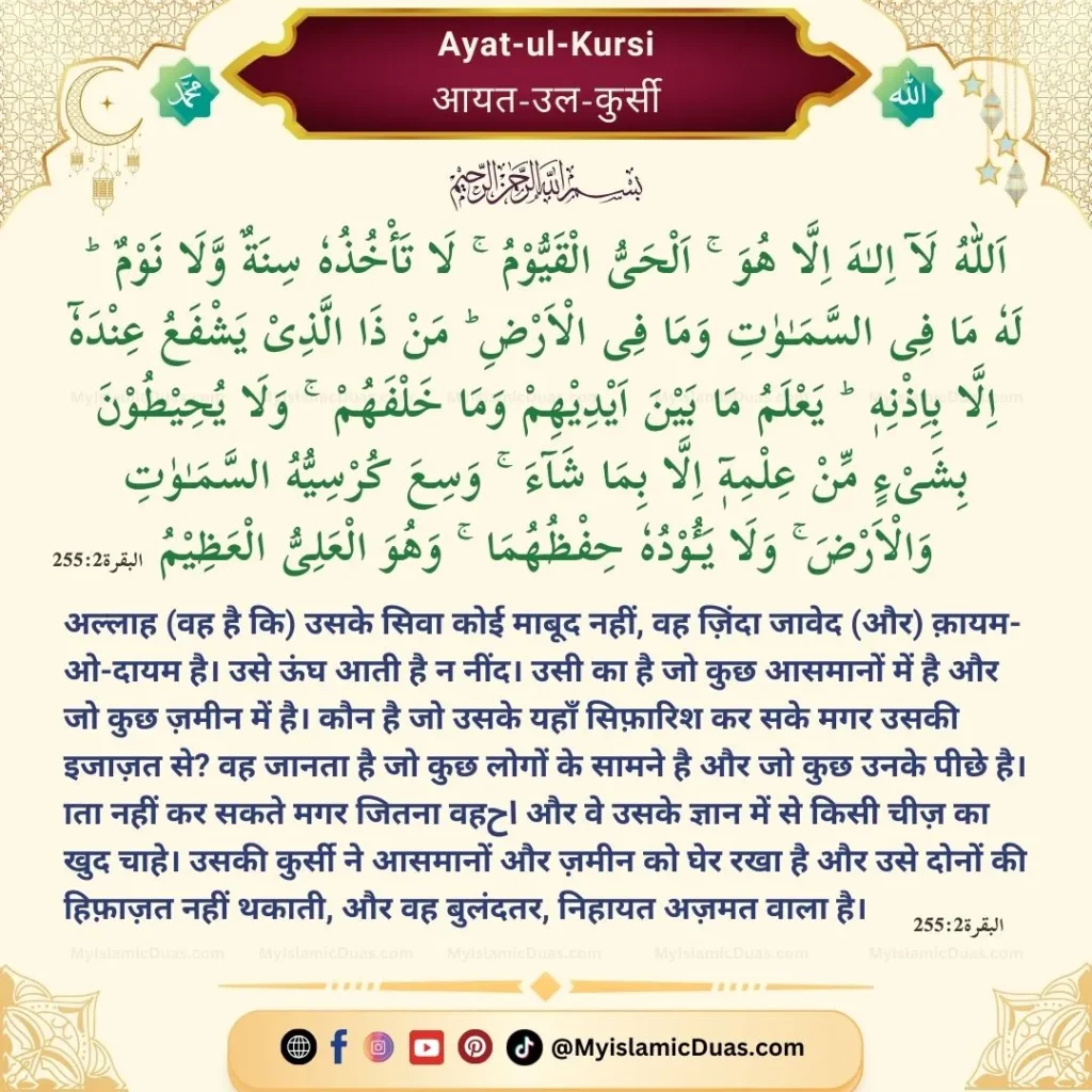 Ayatul Kursi Hindi Translation